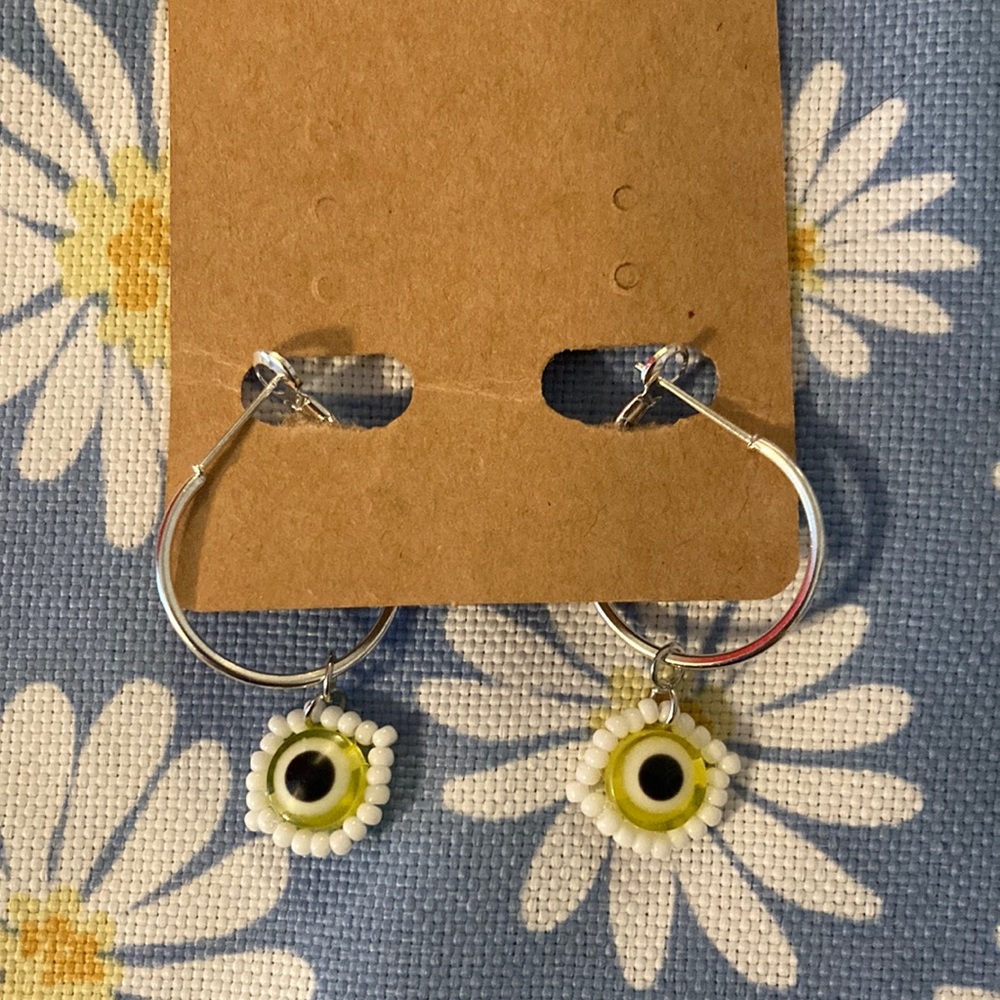 Handmade Evil Eye Hoop Earrings